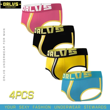 

ORLVS 4PC/LOT Sexy Men Underwear Jockstrap G-String And Thongs Cueca Male Panties Gay Men Underwear Cotton Breathable Briefs