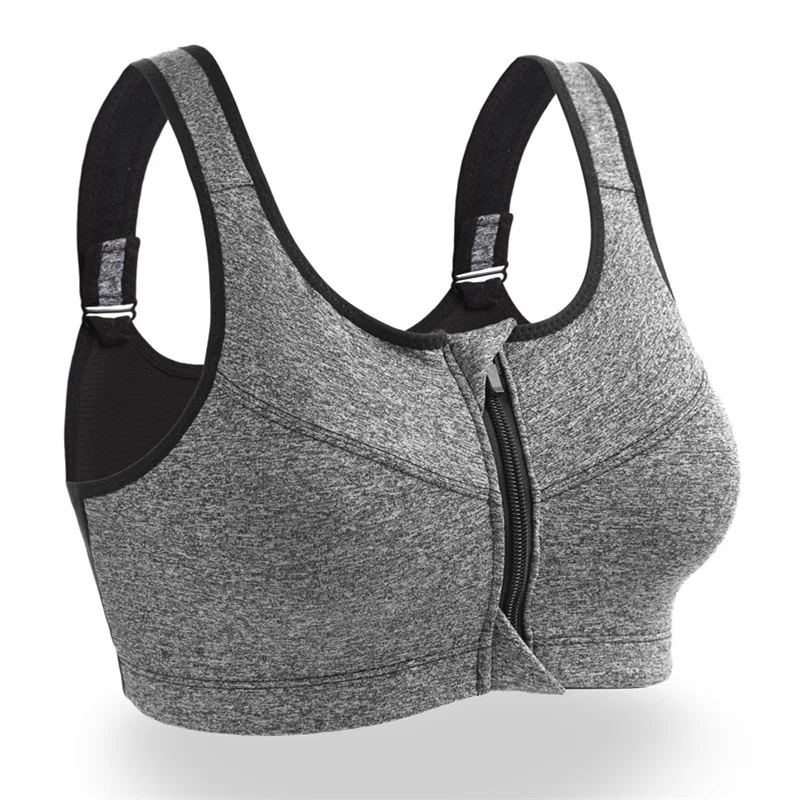 Women Zipper Push Up Sports Bra Padded Shockproof Gym Fitness Athletic Running Yoga Vest Sport Tops Shake Underwear Fitness