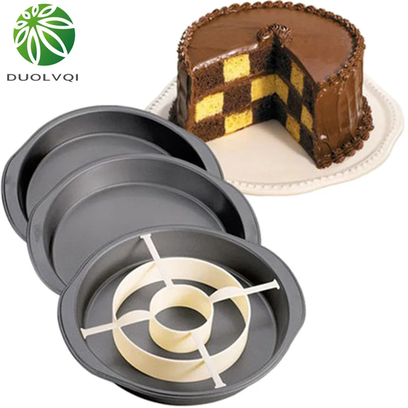 

Duolvqi New Checkerboard Cake Mold 3pcs Non-Stick Baking Pan Tin Divider Set DIY Bakeware Pizza Pan