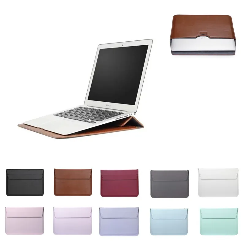 PU Leather Sleeve Laptop Bag Case For Macbook Air 13 Pro Retina 11 12 13 15 Notebook Laptop Cover For Macbook Touch ID A1932