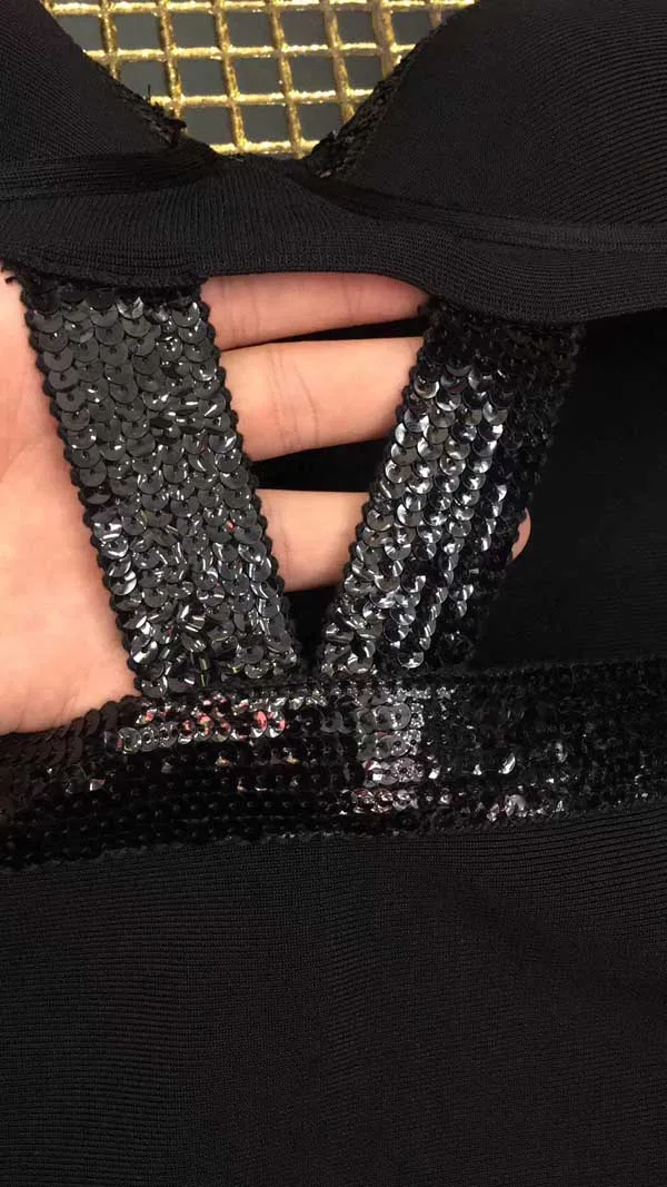 Оптовая продажа 2019 новые платья черные без бретелек с блестками выдалбливают Модные сексуальные вечерние платья для ночного клуба (L2697)