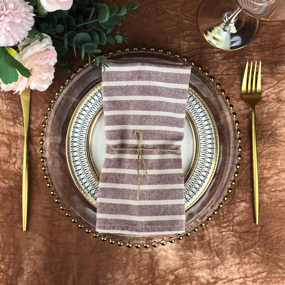 

Striped Cloth Napkins Set of 12 pcs 44x44cm cotton linen Napkins Dinner table Napkins