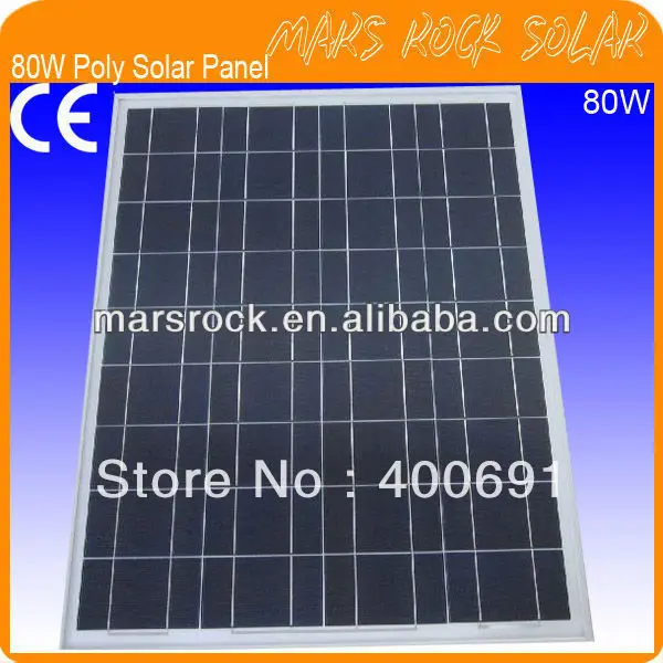 

80W 18V Polycrystalline Solar Panel with Special Technology, Nice Appearance, IP65 Waterproof, 80% Power Warranty within 25year
