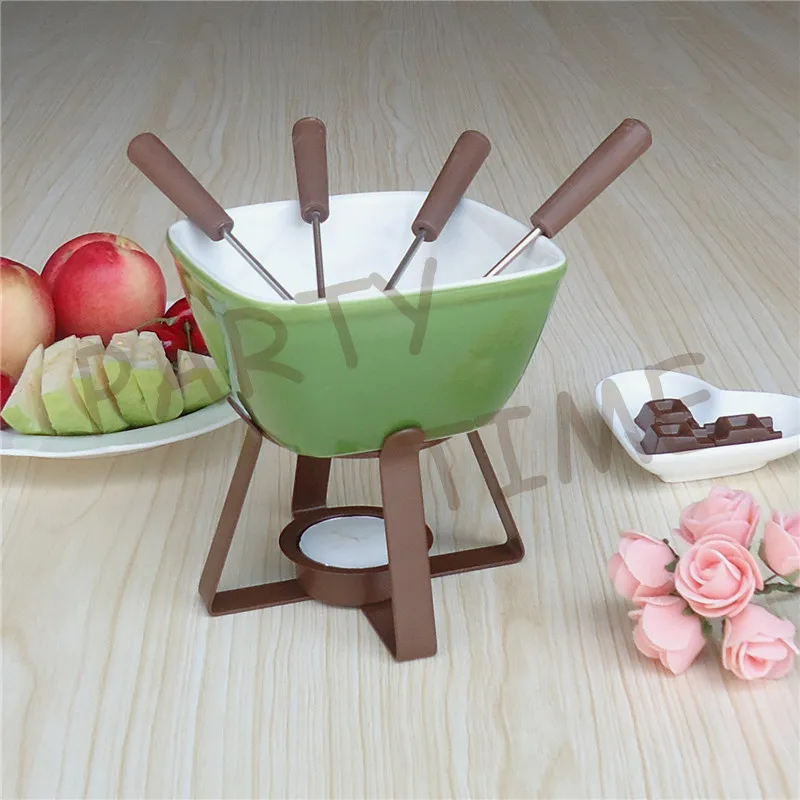 

DIY Cheese Fondue Set for Party and Garden, Square Color Chocolate Warmer