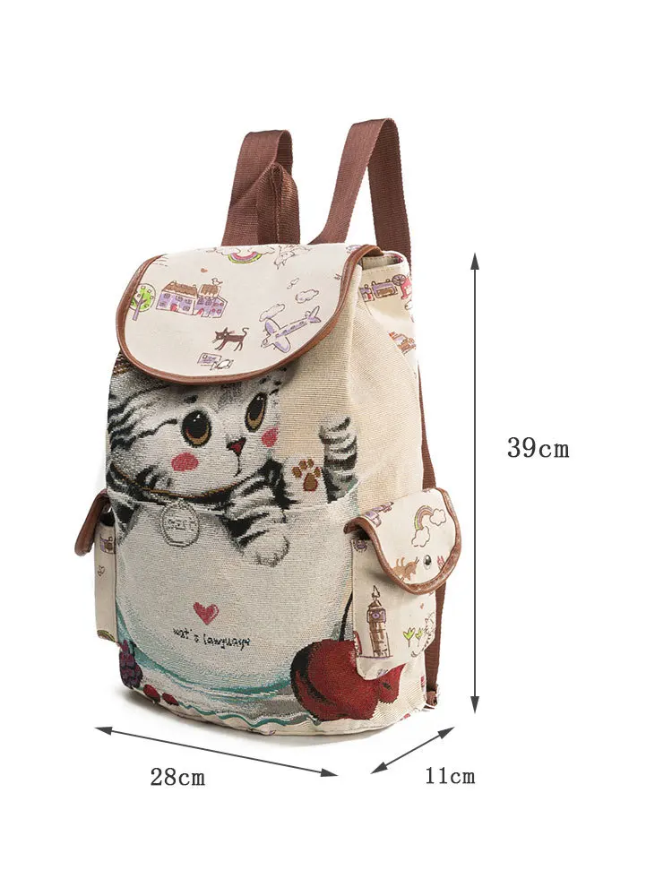 Модная школьная сумка, женский рюкзак, Холщовый Детский рюкзак с рисунком кота, детские школьные сумки для девочек-подростков, рюкзак