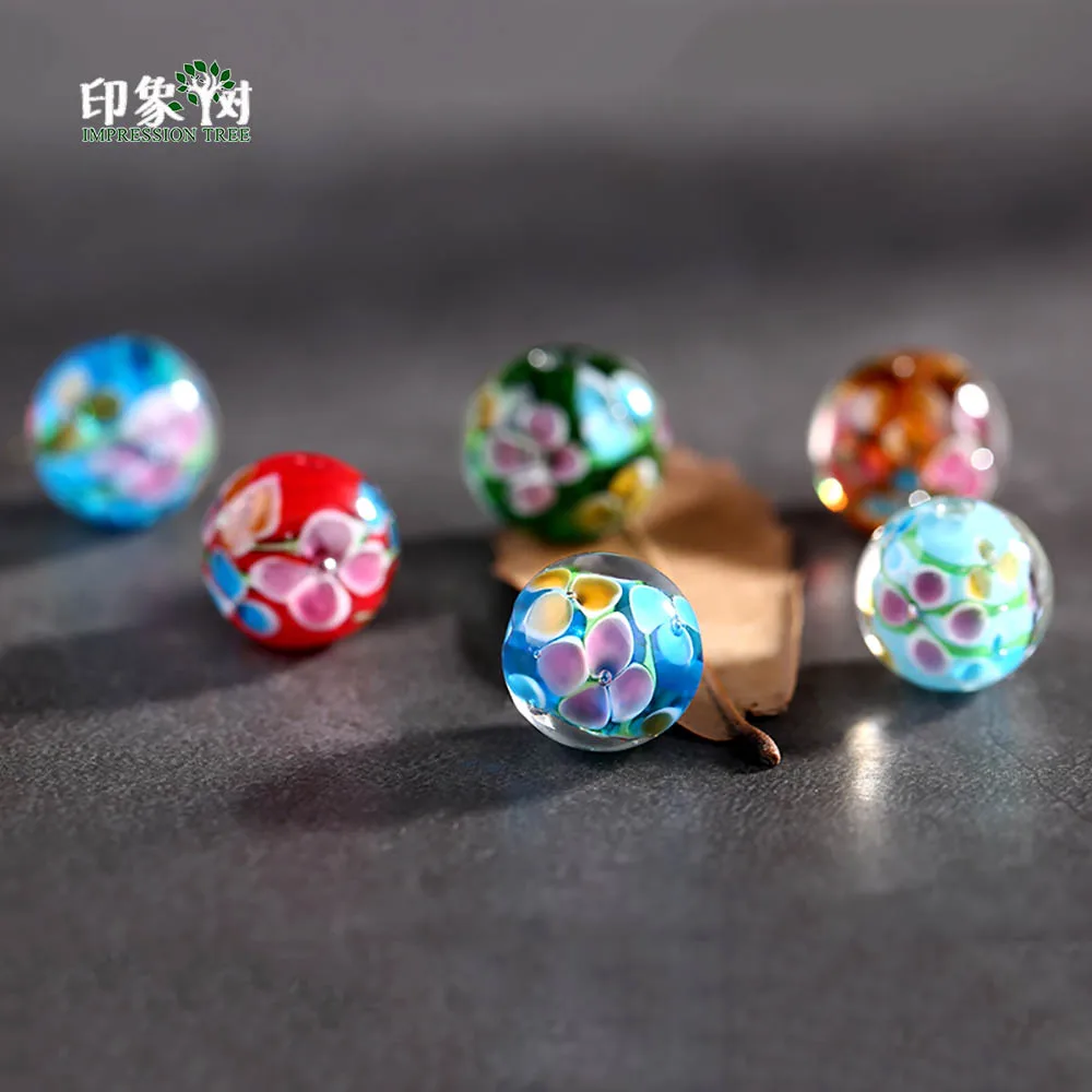 Круглые бусины в форме цветков 10 шт. 12 мм стеклянные промежуточные ручного