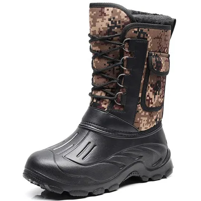 Mvp/очень теплые мужские зимние ботинки для мужчин; теплые водонепроницаемые ботинки для дождливой погоды; мужские зимние ботинки до середины икры; большие размеры 40-46 - Цвет: shoes 7