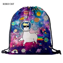 Cute Catoon Animal Pattern Travel Drawstring Pocket Pokemon Bag Drawstring Backpack Ladies Shopping Draw String Bag Canvas
