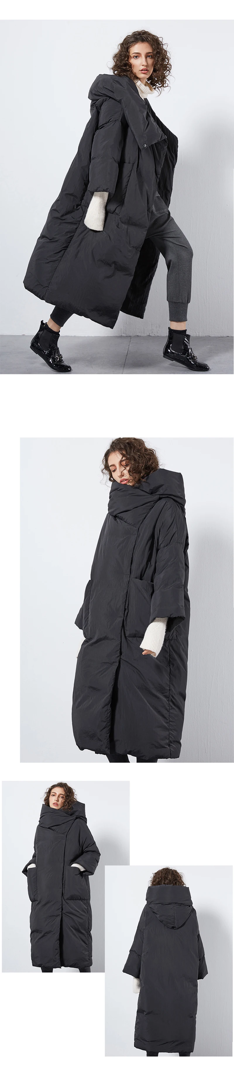 JOJX удлиненная куртка женская зимняя свободная Модная парка с капюшоном стеганая уличная куртка элегантное однотонное однобортное пальто