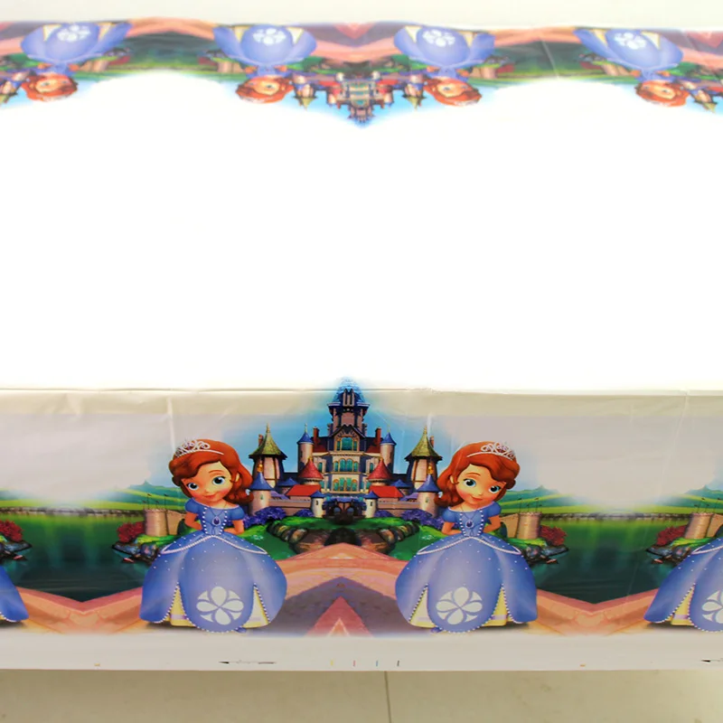 1.08x1.8M 1pc Princess Sofia Tablecloth Kids Happy Birthday Party Supplies Decoration Baby Shower Disposable Table Cover