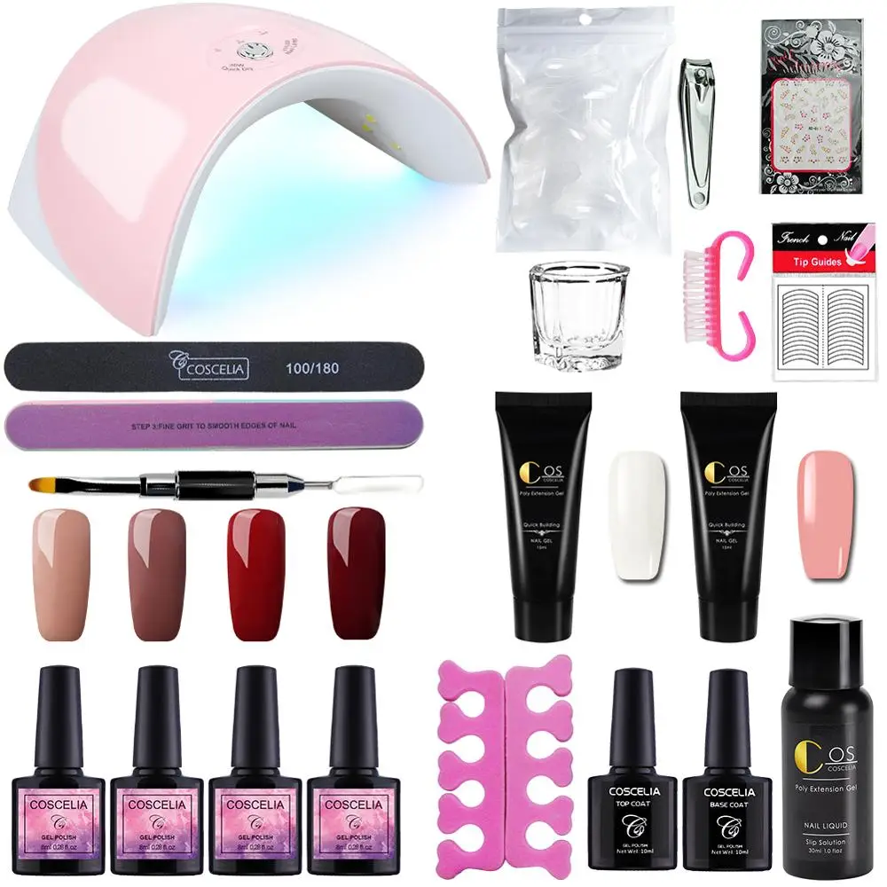

36W UV LED Lamp15ML Build Extension Crystal Jelly Poly Gel Manicure Set Builder Gel Acrylic Poly Gel Set Nail Art Kit