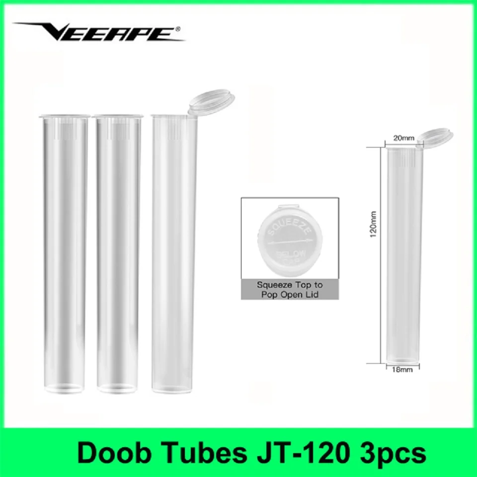 

3pcs Squeeze Pop Tops Veeape Doob Tubes 120MM Plastic bottle Smell Proof Child Resistant Storage Airtight Waterproof Container