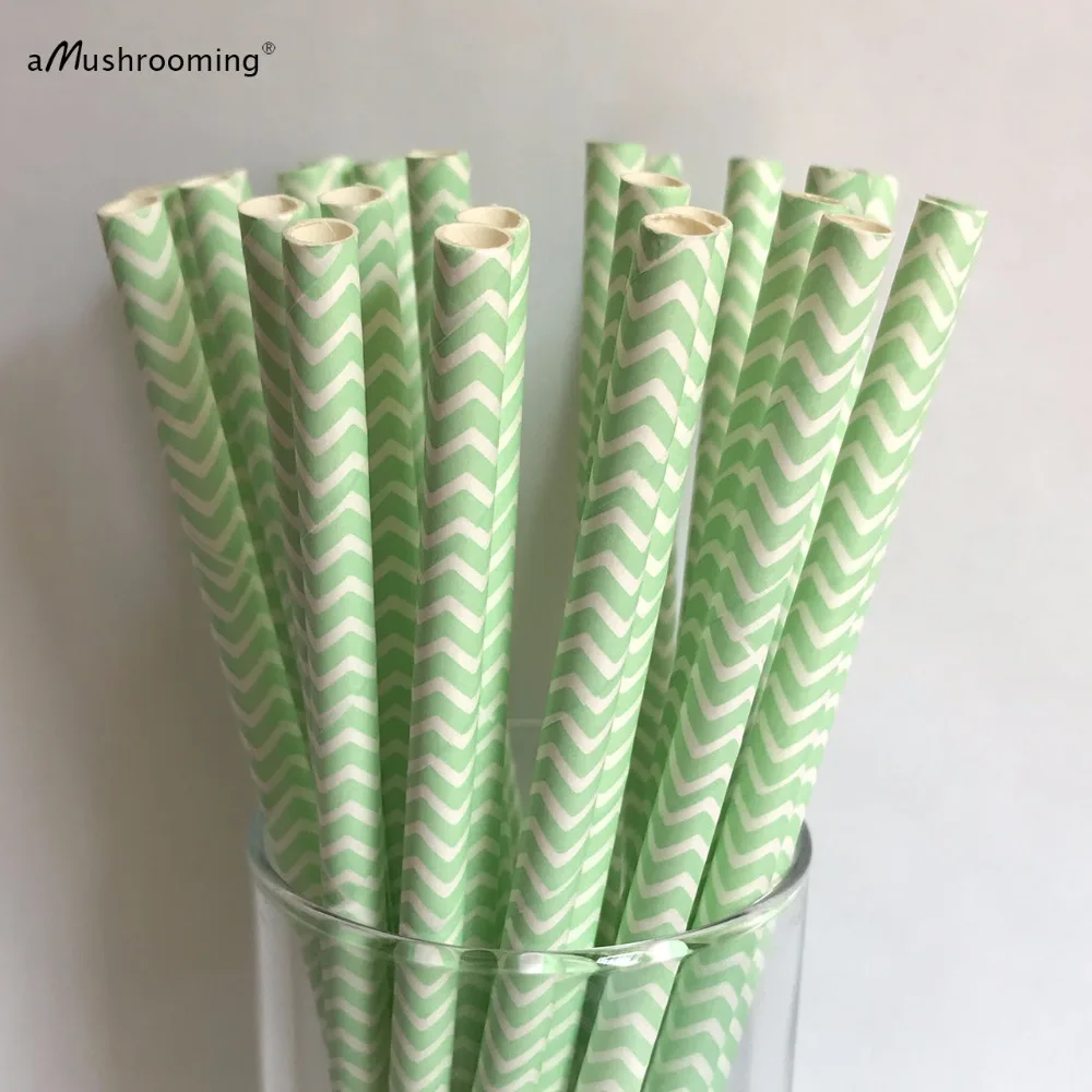 Mint Green Party Straws, Mint Chevron Straws 25, Mason Jar Mint Green