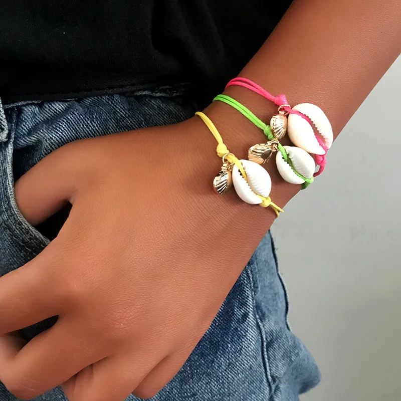 

Lucky Boho Sea Shell Bracelets & Bangles Rope Chain Bracelet Woman Set Girls Simple Beach Jewelry Best Friend Gifts summer beach