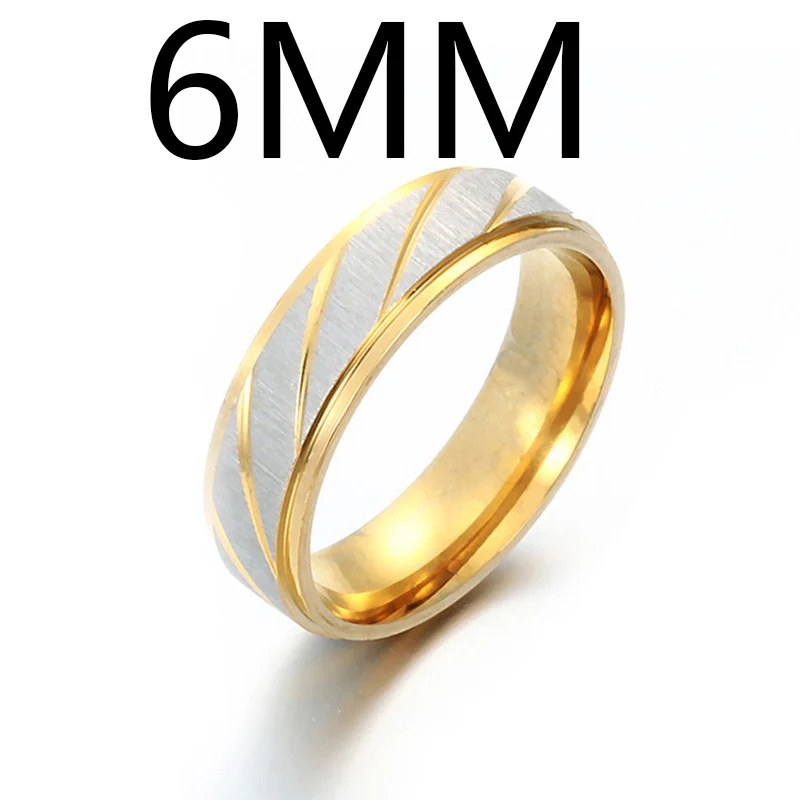 ELSEMODE 1 шт. 316L нержавеющая сталь любовник шарм волны кольца 8 мм ширина для мужчин женщин пара золото Прямая - Цвет основного камня: 6mm