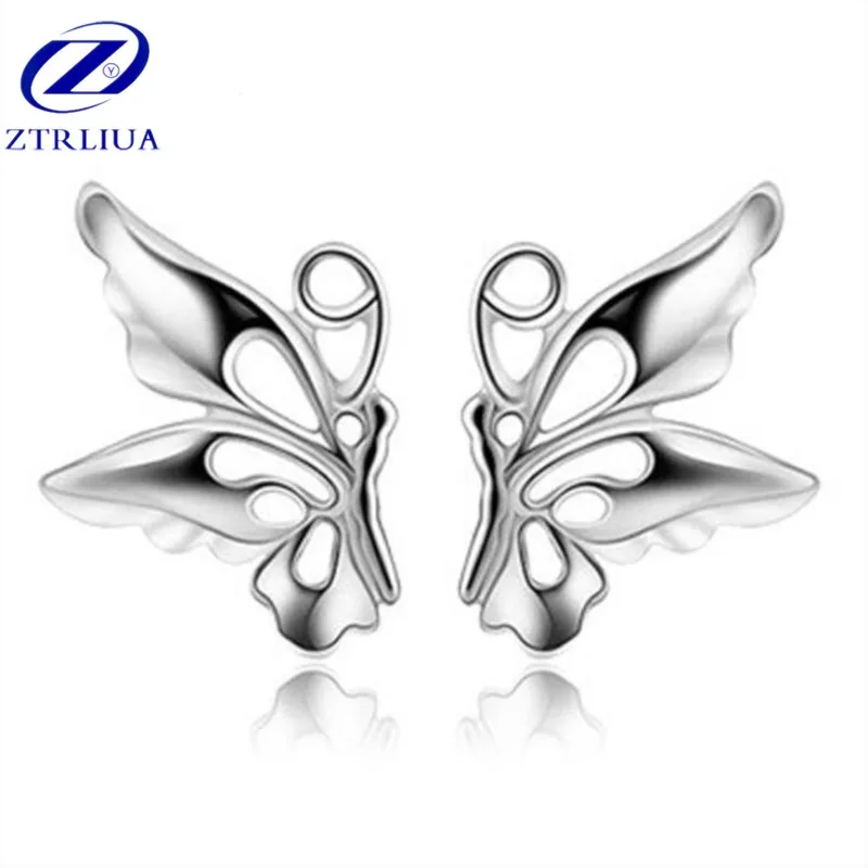 Популярные Маленькие бабочки изысканные ювелирные изделия из стерлингового серебра 925 пробы женские простые дикие прекрасные яркие серьги-гвоздики SE396