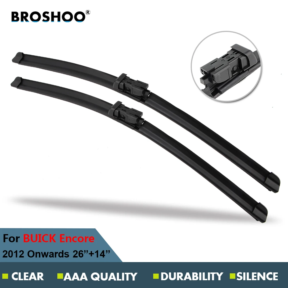 BROSHOO Car Windscreen Wiper Blade For Buick Encore (2012 ) , 26+14 inch 1Pair Soft Rubber Wiper 2014 Buick Encore Rear Wiper Blade Replacement