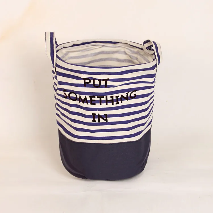 1PC Durable Storage Baskets Cotton Linen Foldable Laundry Baskets For