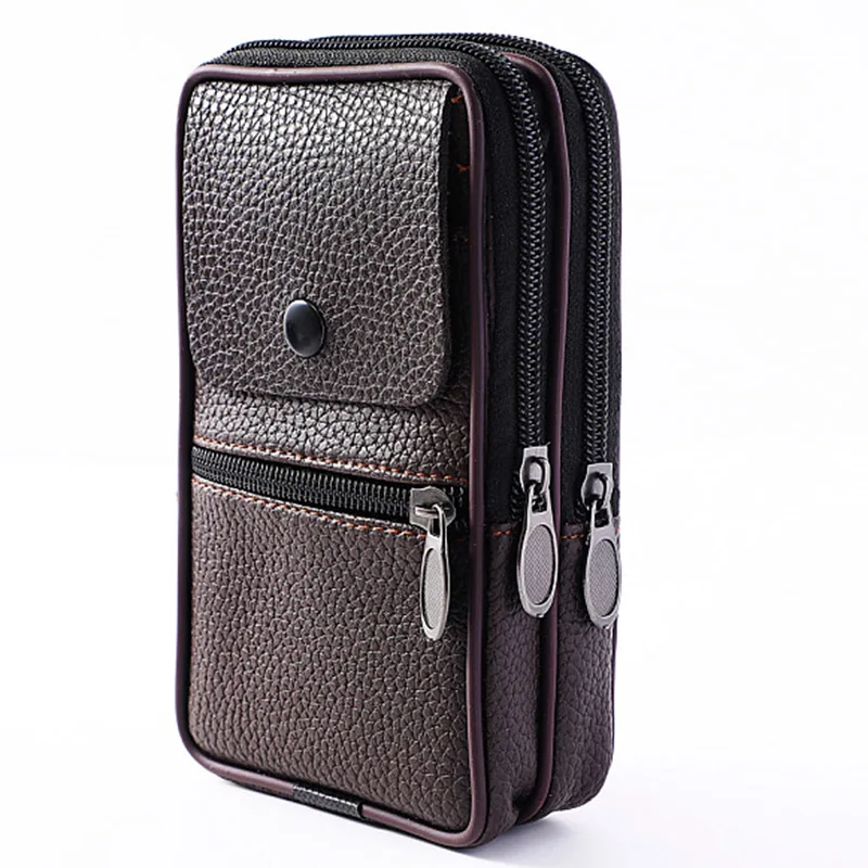 

Men Wasit Bag PU Leather Zipper Card Holder Multi Pouch for Travel Cycling LXX9