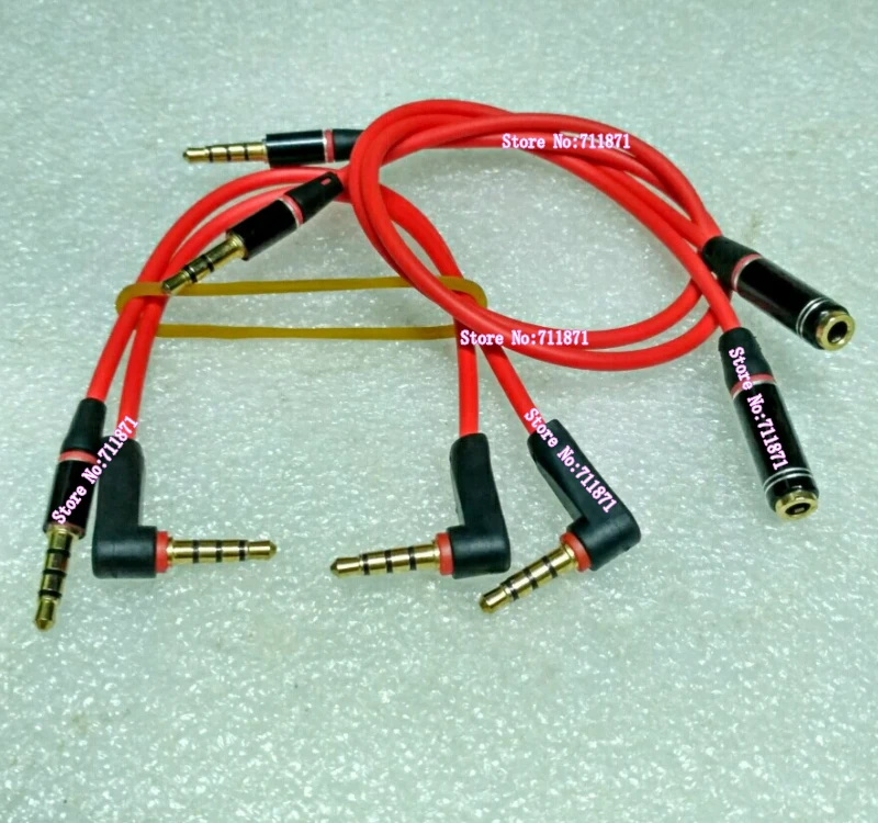 Red short 3 4 Section 3.5 Stereo Audio line Cable Male Female 3.5mm