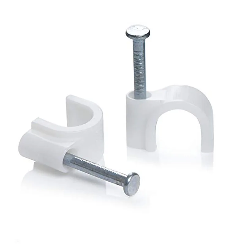 Round White Coax Cable Clips 7mm Packs of 50