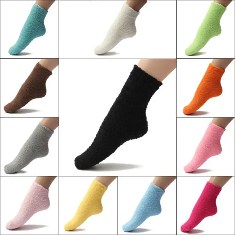 

Hot Selling Fashion 1 PCS Female Women Girls Solid Cotton Wool Bed Socks Fluffy Warm Winter Kids Socks Gift Soft Floor Home