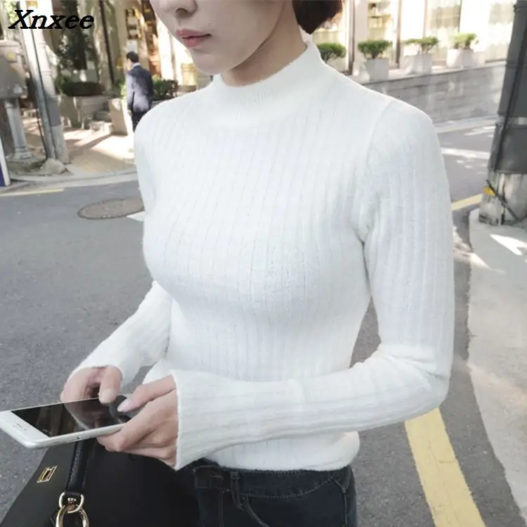 2018 new Sweater shirt sleeved Turtleneck Sweater Girl warm winter slim female half thick half turtleneck female Xnxee 2018 new Sweater shirt sleeved Turtleneck Sweater Girl warm winter slim female half thick half turtleneck female Xnxee
