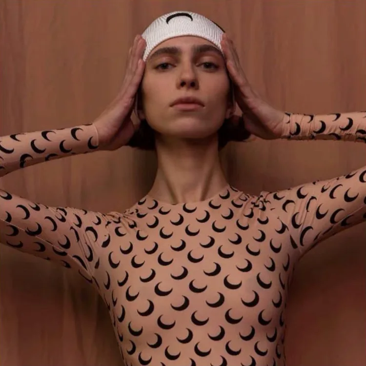 

Full Moon print skinny skinny bottom high bullet tight T-shirt