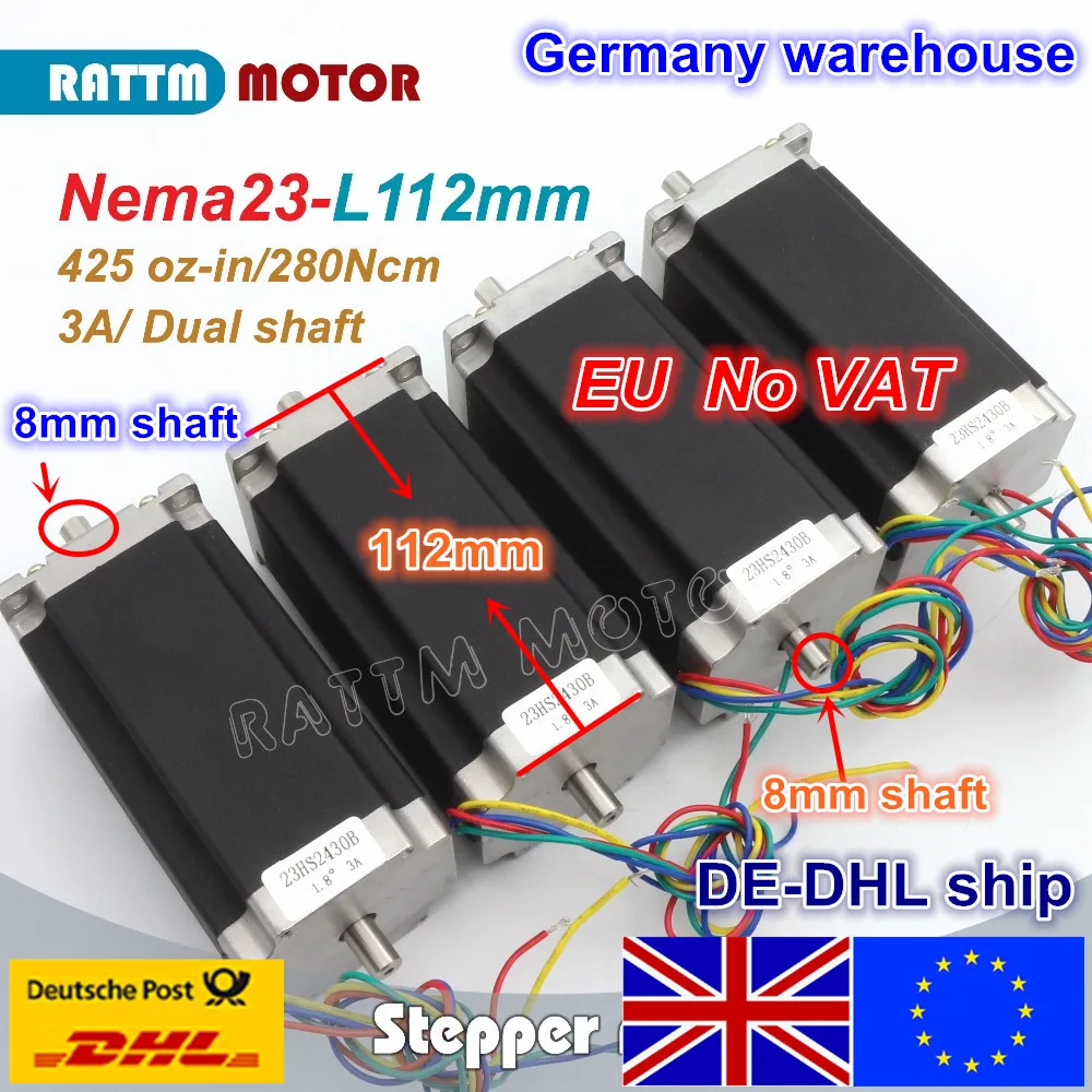 ЕС Бесплатная доставка НДС 4 шт. NEMA23 23HS2430B 425Oz-in 280N. См CNC двойной вал шаговый