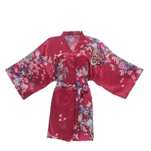 Китайский Стиль невесты или подружки невесты, Свадебный халат платье, Цветочная расцветка, для офиса, сексуальное, нижнем белье Сатиновые кимоно купальный халат повседневные ночное белье, пеньюар