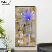 Pshiny 5d-алмазная вышивка крестиком квадратные стразы на заказ Алмазная Вышивка Цветы Одуванчик украшение дома F218