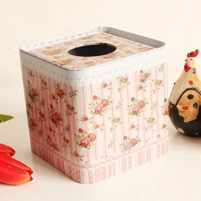 Розовые Розы Tissue Box Аксессуары Для Дома Кухня Home Decor Металла Туалетной Бумаги
