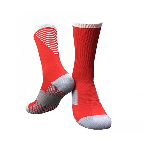 Мужские спортивные Элитные баскетбольные носки, мужские футбольные носки для велоспорта, Компрессионные носки, хлопковые носки для полотенец, Нескользящие мужские носки - Цвет: Красный