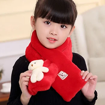 

Fashion Santa Claus Children Red Cross Small Scarf Imitation Rabbit Hair Men And Women Baby Autumn And Winter Cute Warm Scarf