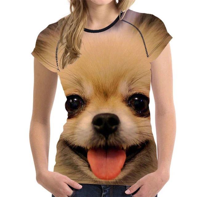 Бесшумный дизайн футболка Женская 3D Чихуахуа печать футболка для подростков Kawaii собака футболка с рисунком для женщин Фитнес Одежда Футболка - Цвет: H276BV