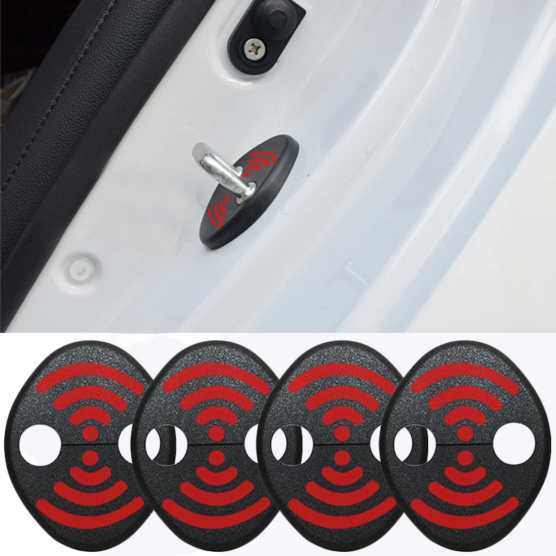 

DIY Lock Sticker Car Door Lock Cover Fit For Porsche Panamera Macan 718 911 Cayman BOXSTER Seat Liiza alhambra 4 pcs Per Set