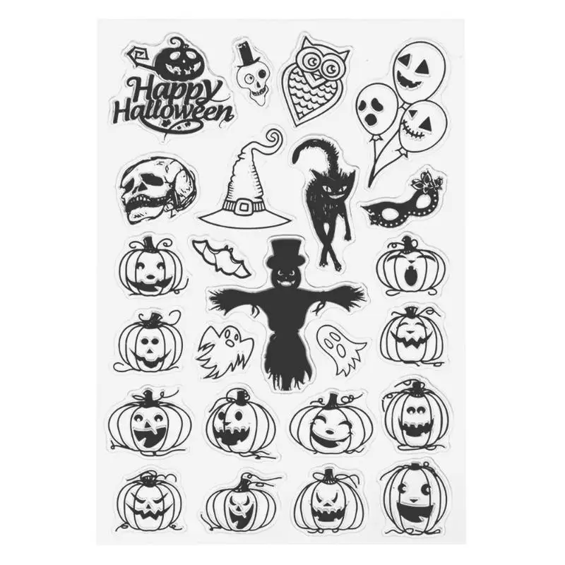 

Scary Face Pumpkin Witch Halloween Silicone Clear Transparent Stamp for Scrapbooking DIY Craft Album Paper Card Decor Gift