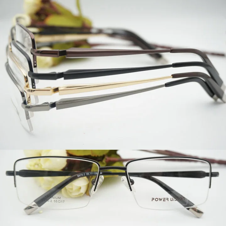 B475 2 IP plating no nickel light pure titanium half rim eyewear