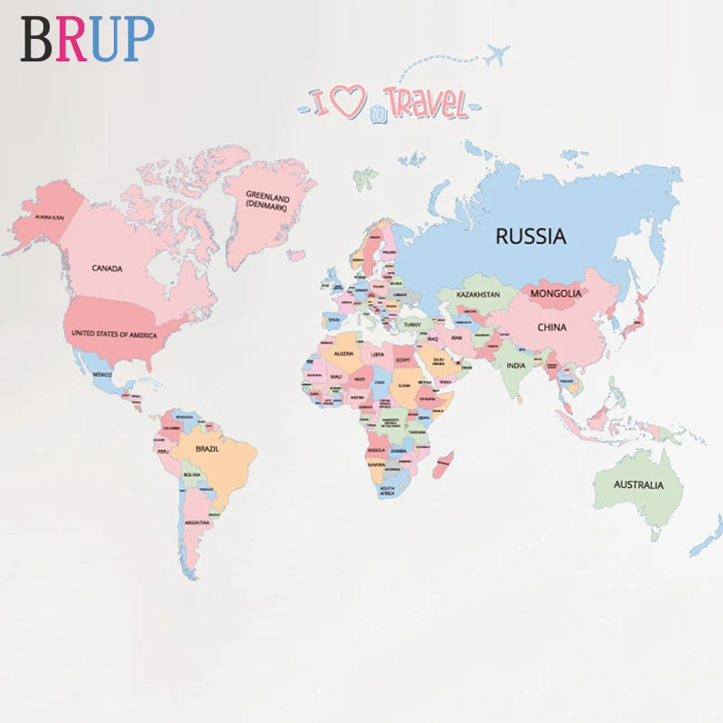 large size world map wall stickers colorful map of the world home decor
