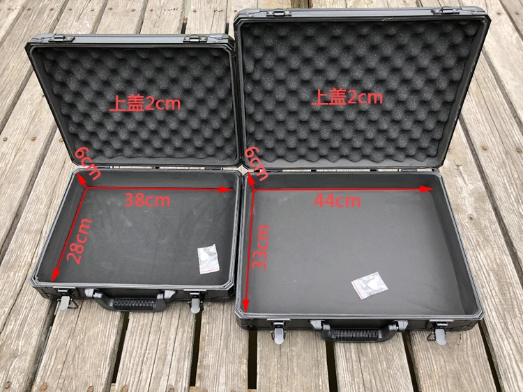 Aluminum Tool case suitcase toolbox File box Impact resistant safety case equipment camera case with pre-cut foam lining