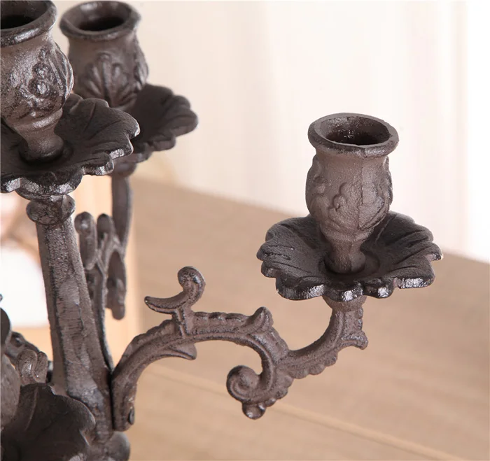 European retro classic high grade cast iron candlestick candlesticks