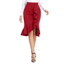 SAGACE юбки женские летние модные сексуальные повседневные гофрированные эластичные Асимметричные однотонные юбки "рыбий хвост" faldas mujer moda vadim 9701