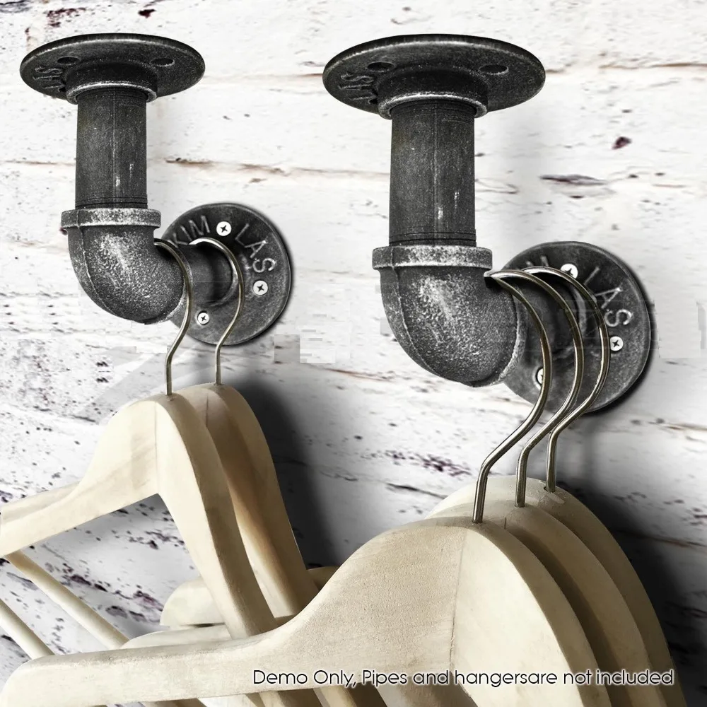

(Set of 8)Industrial Rustic Wall Mount 1" Iron Pipe Bracket for Floating Shelf Tube Coat Hooks Hat Racks-4"x 4''
