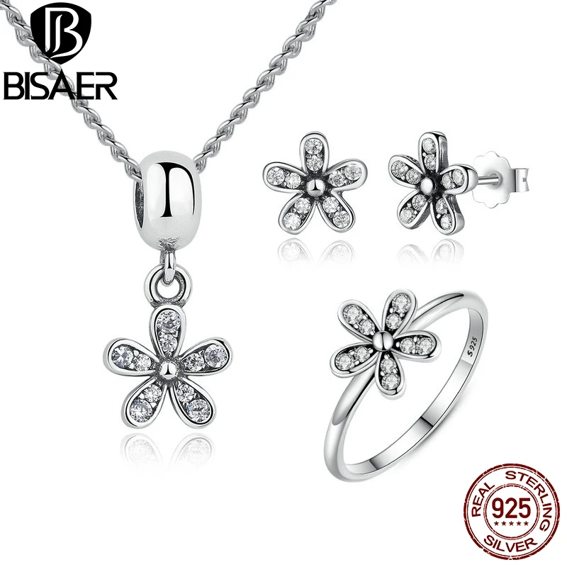 

Authentic 100% 925 Sterling Silver Jewelry Set Dazzling Daisy & Clear CZ Jewelry Sets Sterling Silver Jewelry WES015