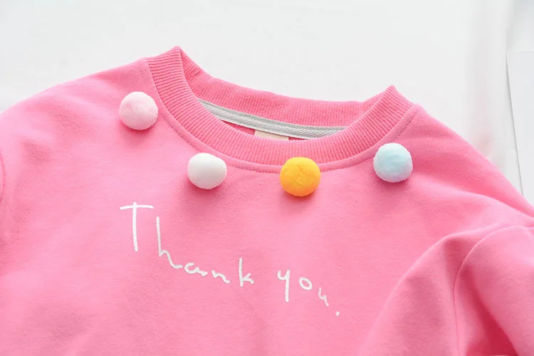 Children Sweatshirt Autumn Girls Shirt Long Sleeve T-shirt For Girls Fashion Colorful Pompoms Kids Clothes Brands Baby Girl Tops (8)