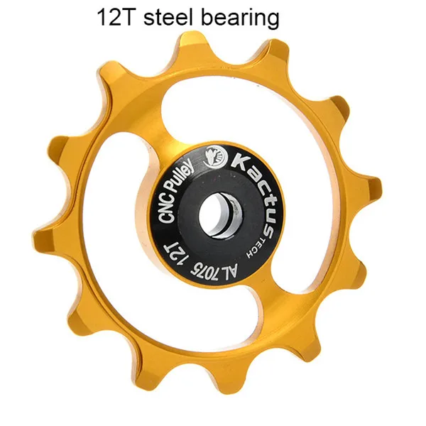 KACTUS TECH 12T керамический подшипник колеса шкив велосипед задний механизм переключения передач колеса жокейки, CNC AL7075-T6 - Цвет: Steel Bearing