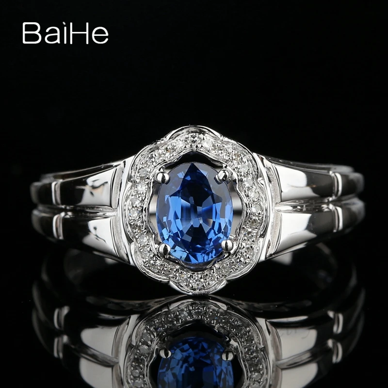 BAIHE Solid 14 k белое золото (AU585) Овальная огранка 100% натуральный голубой сапфир обручальное Обручальное мужское модное Ювелирное кольцо с брилл... BAIHE Solid 14 k белое золото (AU585) Овальная огранка 100% натуральный голубой сапфир обручальное Обручальное мужское модное Ювелирное кольцо с брилл...