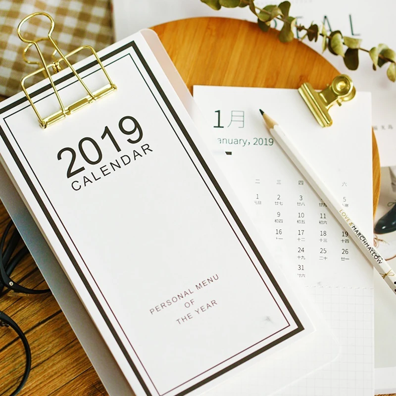 

2019 Creative Desktop Paper Calendar DIY Daily Schedule Organizer Planner Calendars with Memo Pad Clip Stationery Gifts Supplies
