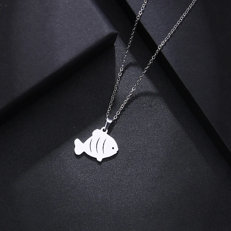 CACANA Stainless Steel Necklace For Women Man Lover's Carp Gold And Silver Color Pendant Necklace Engagement Jewelry