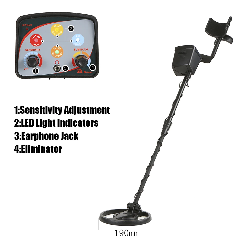 

Metal Detector High Sensitivity Underground 4-Color LED Deep Treasure Hunter Discriminating Gold Finder GC-1027